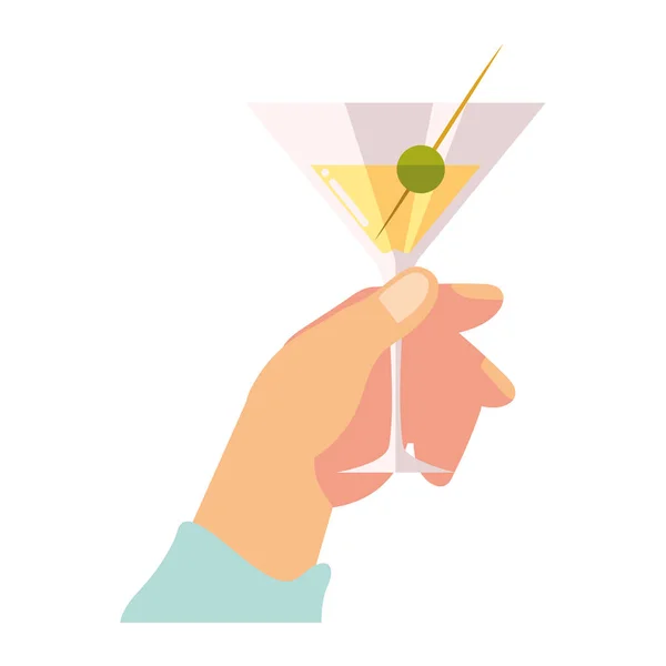 Jásot ruka drží martini nápoj likér — Stockový vektor
