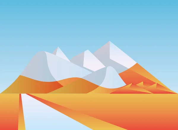 Poligonal lansekap pegunungan dengan desain vektor salju - Stok Vektor