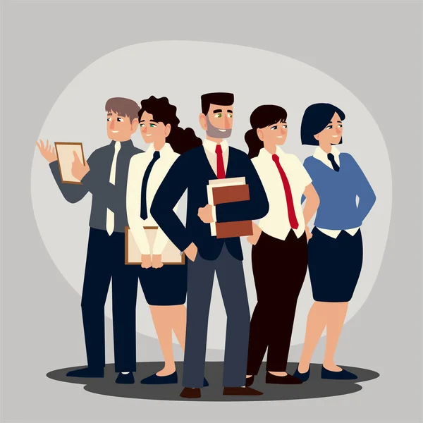 Geschäftsleute, Gruppe von Geschäftsleuten und Geschäftsfrauen Charaktere Cartoon — Stockvektor