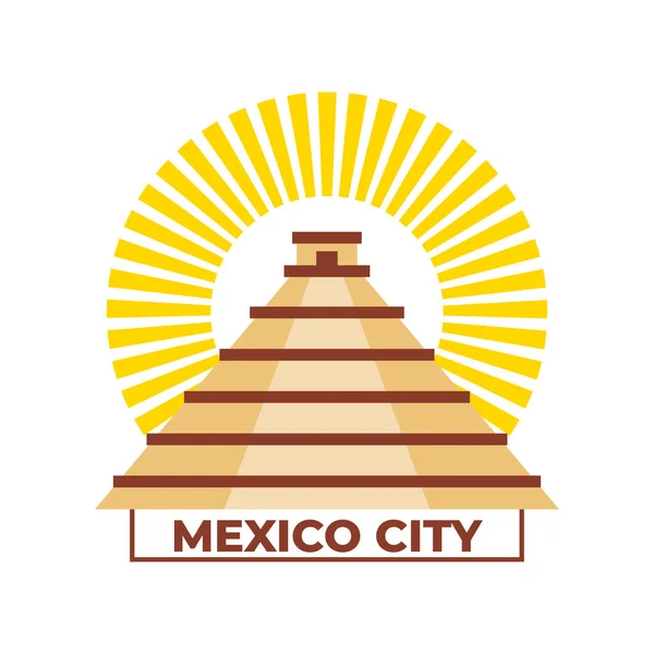 Mexico city pyramid stamp vector design — стоковий вектор