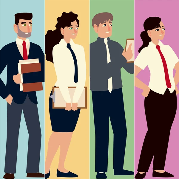 Företagare karaktärer i slips, kontorsanställda — Stock vektor