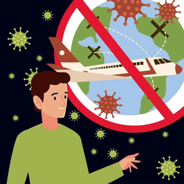 Crisis de la aerolínea y el turismo de viajes de negocios desde el brote de la enfermedad coronavirus covid 19 — Archivo Imágenes Vectoriales