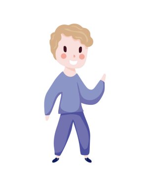 Mutlu küçük çocuk çizgi filmi izole edilmiş beyaz arka plan