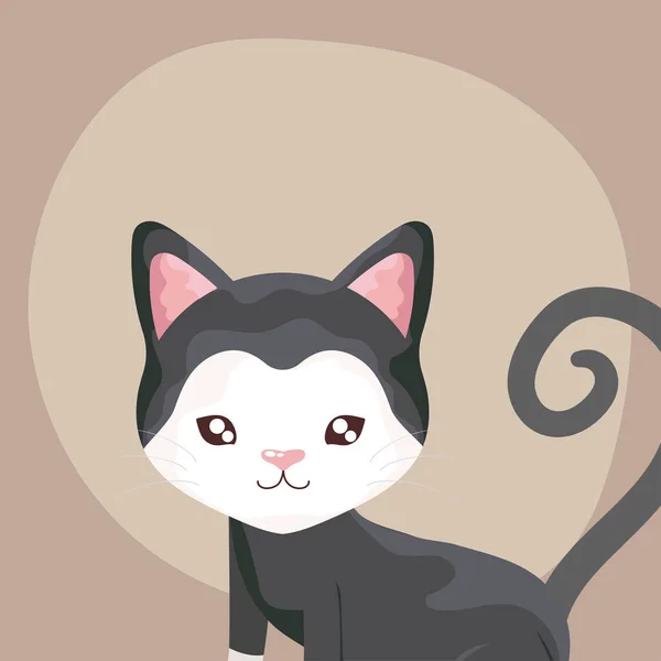 Cute little cat feline animal pet cartoon — Stock Vector