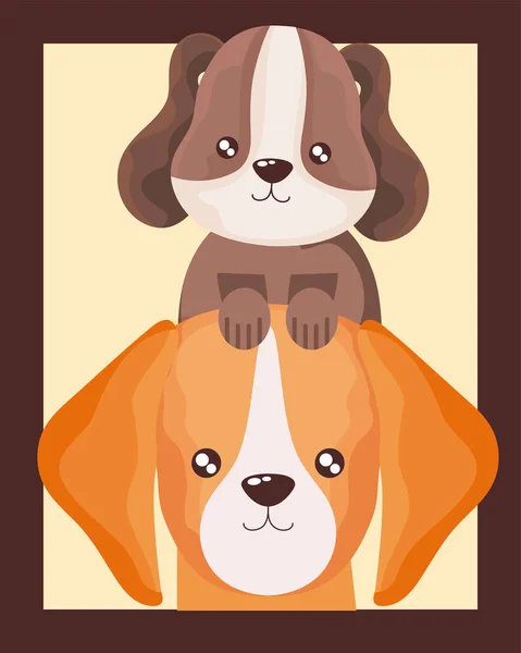 Portrait de mignons petits chiens animaux dessin animé — Image vectorielle