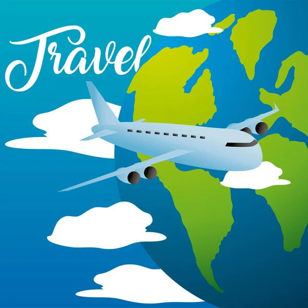 Voyage monde avion vacances tourisme loisirs ou affaires — Image vectorielle