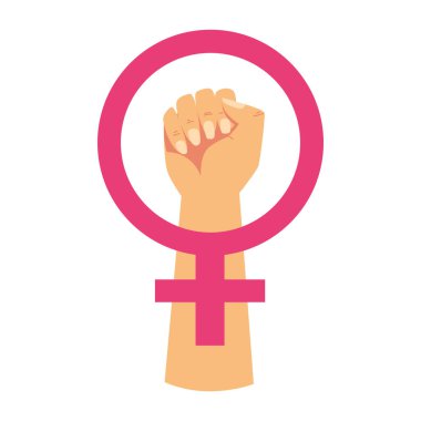 Kadınlar günü, kaldırılmış el cinsiyeti kadın sembolü.