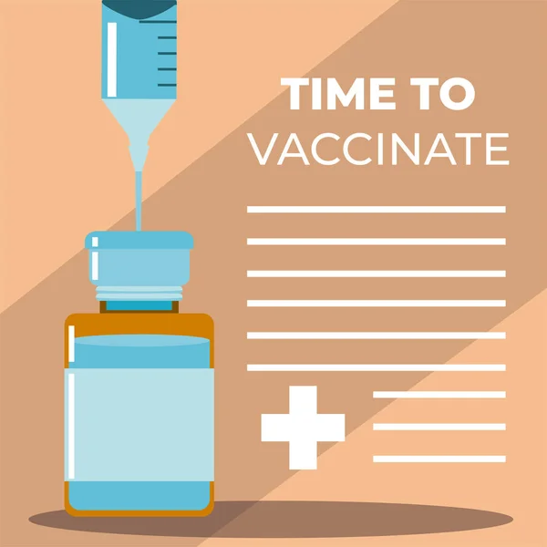 Dunia covid 19 vaksin jarum suntik dalam obat vial - Stok Vektor
