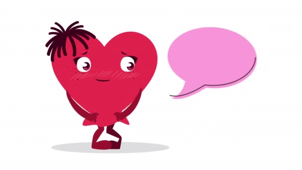 Joyeuse carte de Saint-Valentin avec personnage de coeur féminin parlant — Video