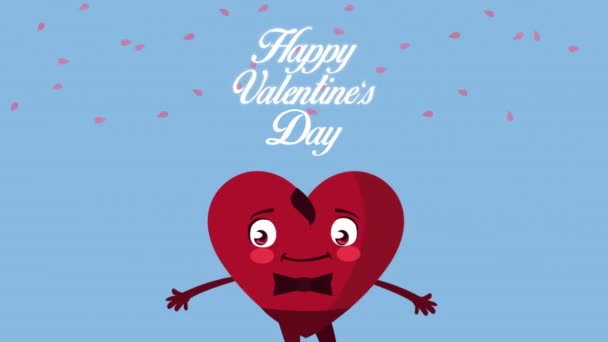 Gelukkige Valentijnsdag belettering met mannelijke hart animatie — Stockvideo