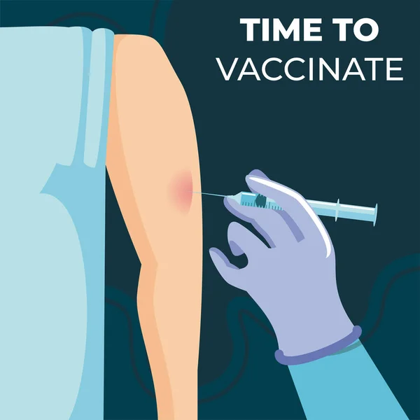 Světová vakcína, čas do očkování kampaň ochrana proti covid 19 — Stockový vektor
