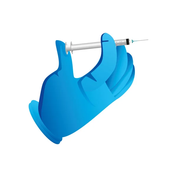 Vacina mundial, mão médica com proteção da seringa contra covid 19 — Vetor de Stock