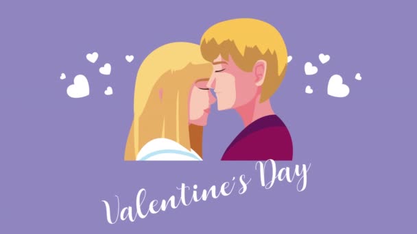 Szczęśliwy Walentynki literowanie z kochankami para — Wideo stockowe