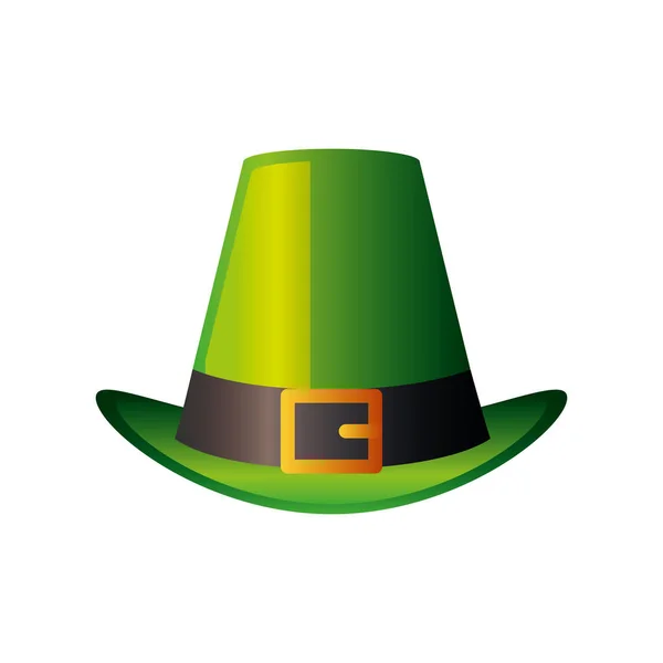 Heureux st patricks jour leprechaun chapeau vert avec sangle — Image vectorielle