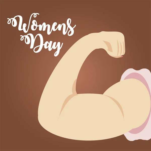 Wanita hari, wanita kuat lengan kartu ucapan - Stok Vektor