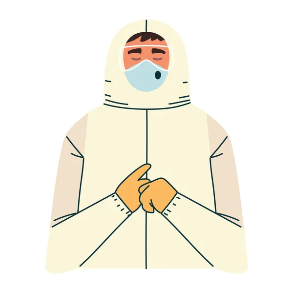 Thank you, doctor professional with protective suit and mask — Stock Vector