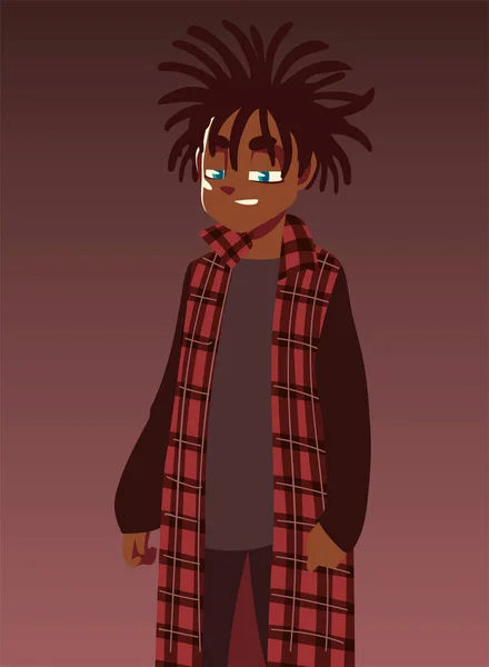 Niño con rastas largas ropa de moda, la cultura joven — Vector de stock