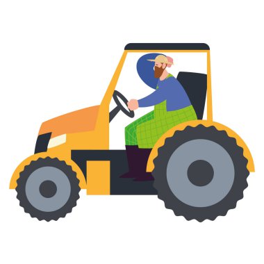 çiftlik ve tarım çiftçisi traktör makinesiyle çalışıyor