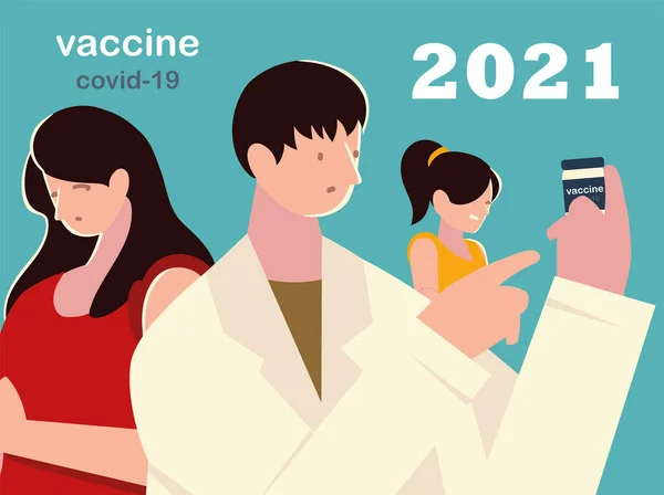 2021 Impfstoff für 19 Ärzte und Patienten — Stockvektor