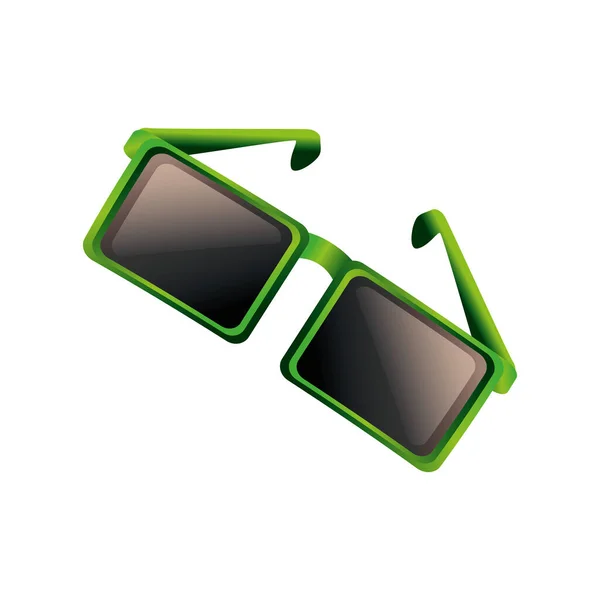 Gafas de sol con marco verde icono de la moda estilo detallado — Vector de stock