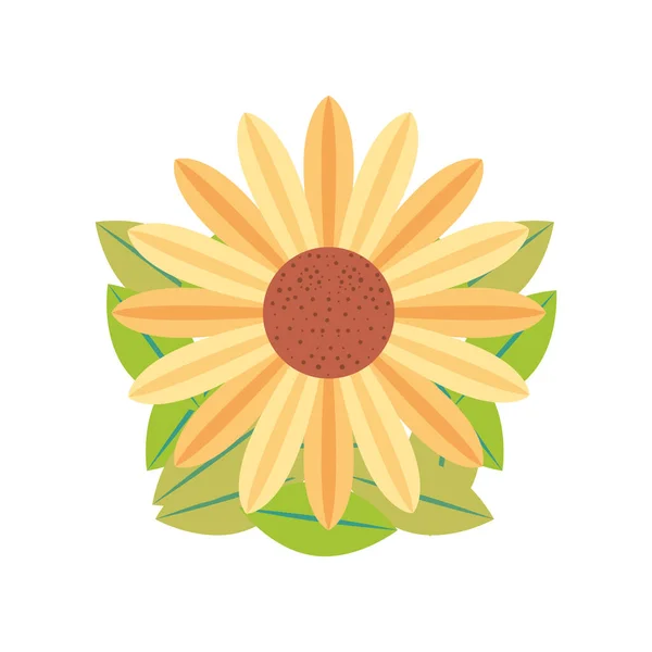 Flor deja la naturaleza en estilo de dibujos animados fondo blanco — Vector de stock