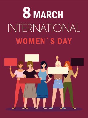 Uluslararası Kadınlar Günü 8 Mart Kadın Topluluğu afişlerle