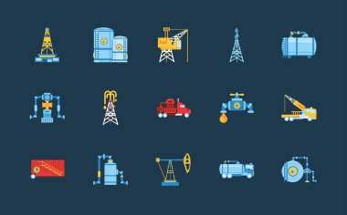 Hidrolik petrol endüstrisi yakıt teknolojisi endüstriyel üretim ve petrol ikonları