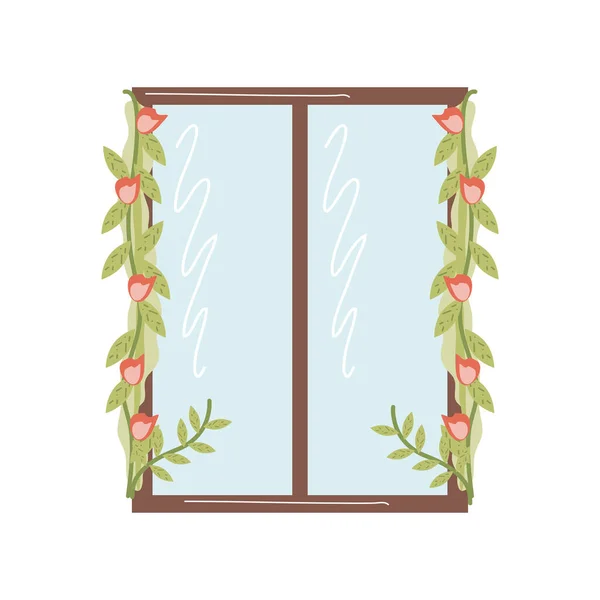 Home tuin raam met bloemen frame decoratie — Stockvector