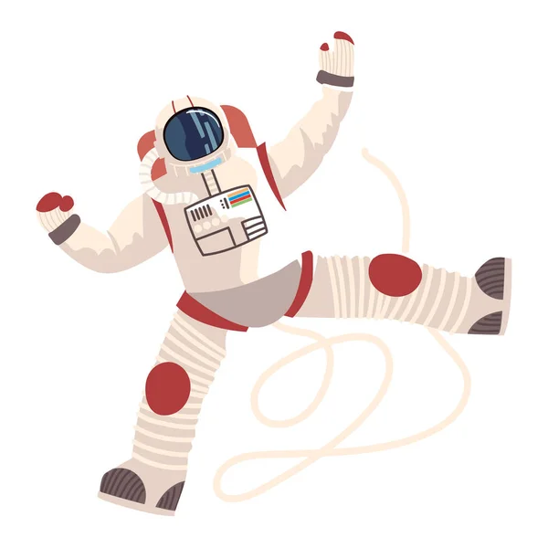 우주 캐릭터 만화 우주 탐사에 대한 자세 한 벡터 아이콘 — 스톡 벡터