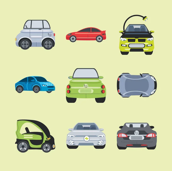 様々な色の電気自動車新しいエネルギー車 — ストックベクタ