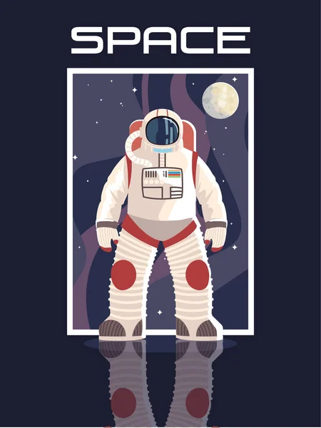 Space astronaut character moon explore adventure — Stock Vector