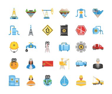 fracking industry resource oil gas exploration icons clipart