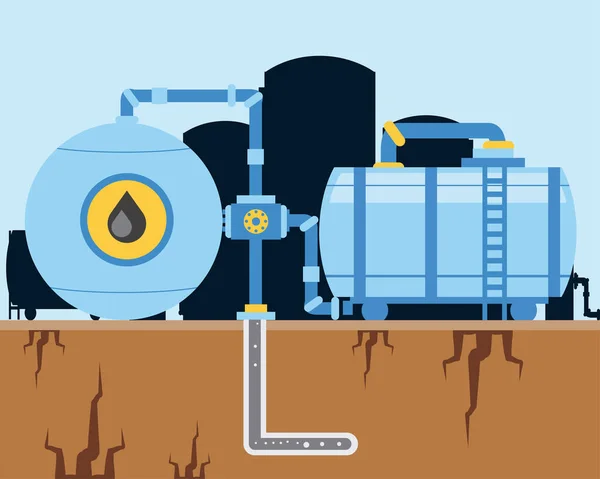 Hidrolik petrol endüstrisi makine pompası ve boru hattı keşfi — Stok Vektör