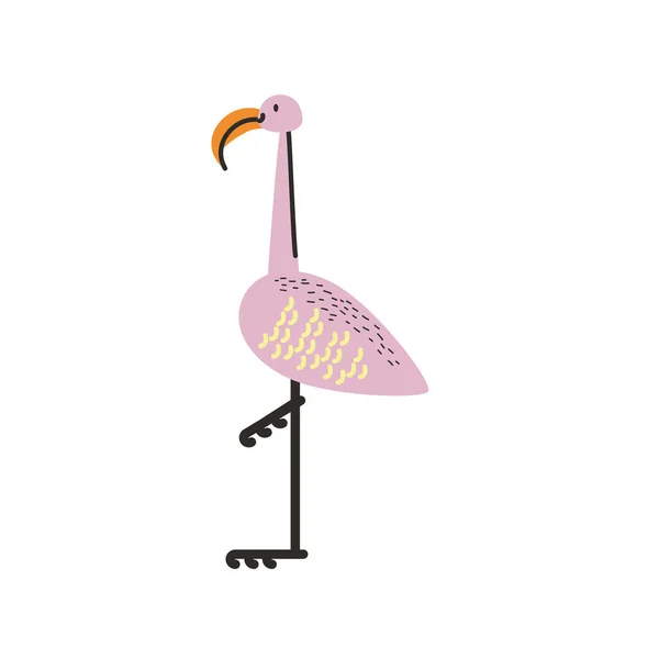 Flamingo pássaro selva animal em desenho animado design abstrato — Vetor de Stock