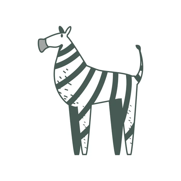Zebra-Dschungel-Tier im abstrakten Zeichentrickdesign — Stockvektor