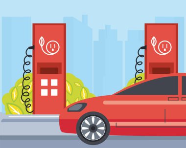 Elektrik araba şarj istasyonu pompa servis ekoloji bölgesi