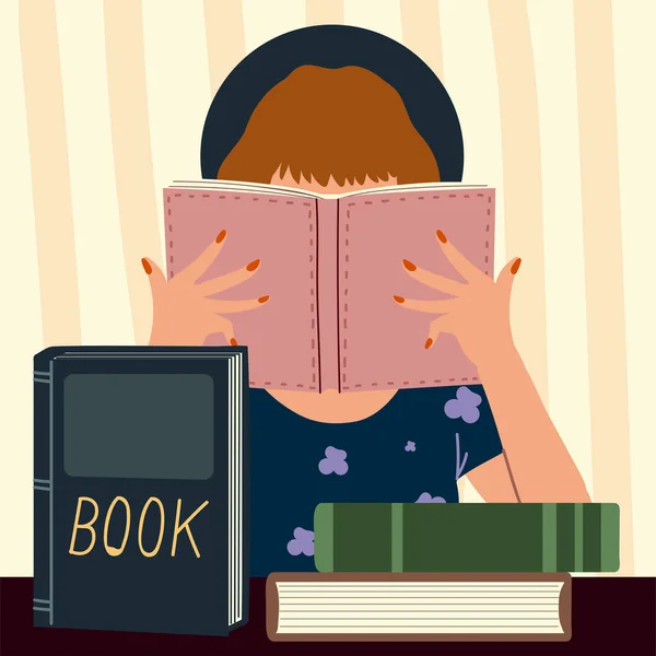 Číst knihu, ženy knihy vzdělávání učení a čtení — Stockový vektor