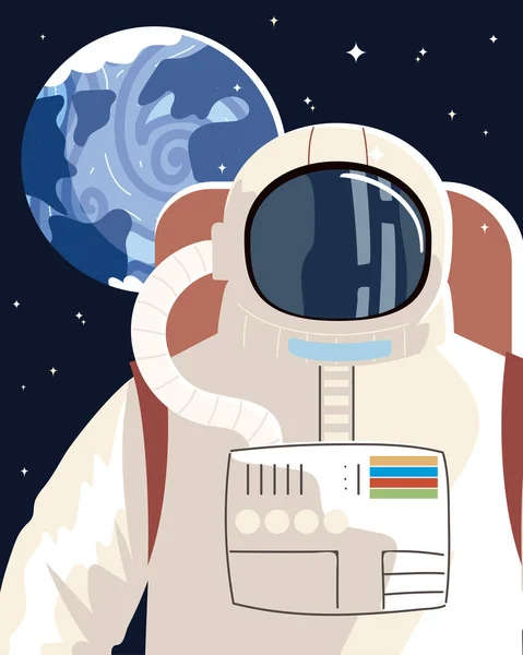 Astronaute personnage exploration spatiale univers — Image vectorielle