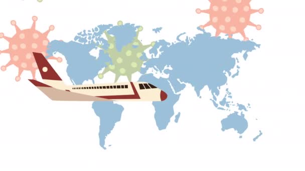 A járatok leállítása a covid19 pandémiás animáció miatt — Stock videók