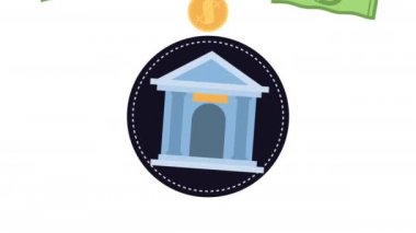 Bozuk paralar ve banknotlar. Banka animasyonunda para deseni.