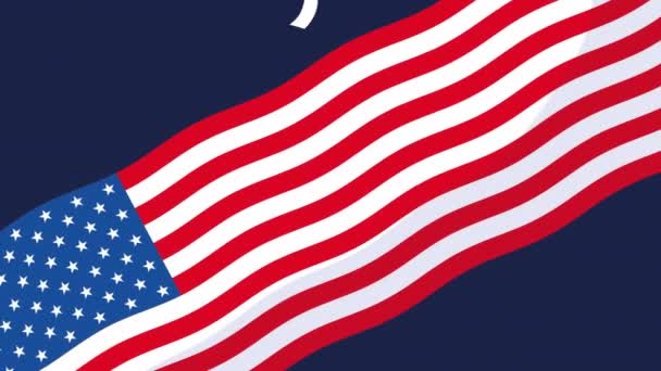 Verenigt staten van Amerika vlag animatie met confetti — Stockvideo