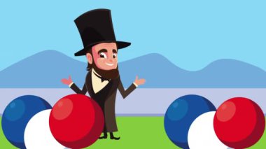 Kampta Abraham Lincoln ve balon helyumuyla Başkanlık Günü 'nüz kutlu olsun.