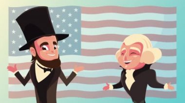 Amerika bayrağında Abraham Lincoln ve George Washington ile Başkanlık Günü 'nüz kutlu olsun.
