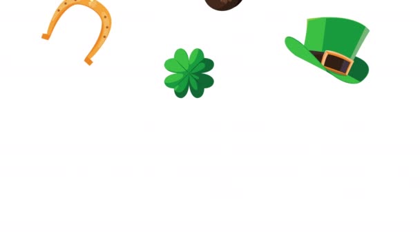 Heureux saint patricks jour animation avec motif ensemble icônes — Video