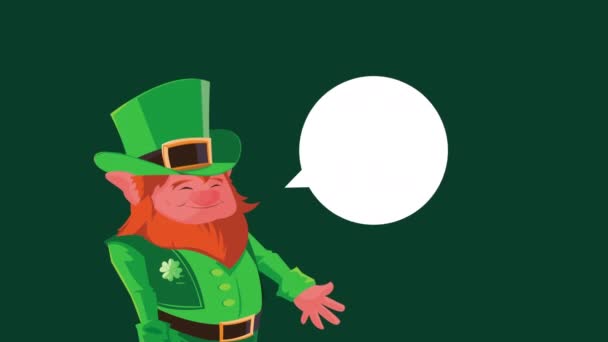 Feliz santo patricks animación día con duende carácter hablando — Vídeos de Stock