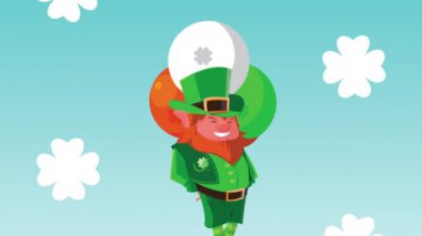 Mutlu Aziz Patricks Günü Cin ve balonlarla canlandırması Helyum