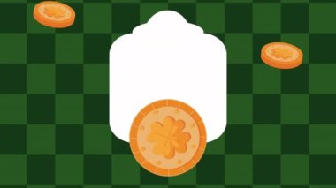 Mutlu Aziz Patricks Günü animasyonu Cüce çizmesi ve şapkasıyla