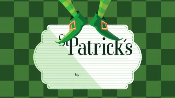 Feliz santo patricks día letras con leprechaun sombrero y piernas — Vídeos de Stock