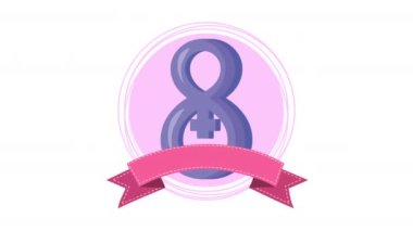 Sekiz numara ve çiçeklerle mutlu kadınlar günü animasyonu