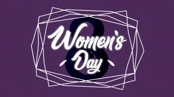 Happy womens day lettering animation dengan nomor delapan — Stok Video